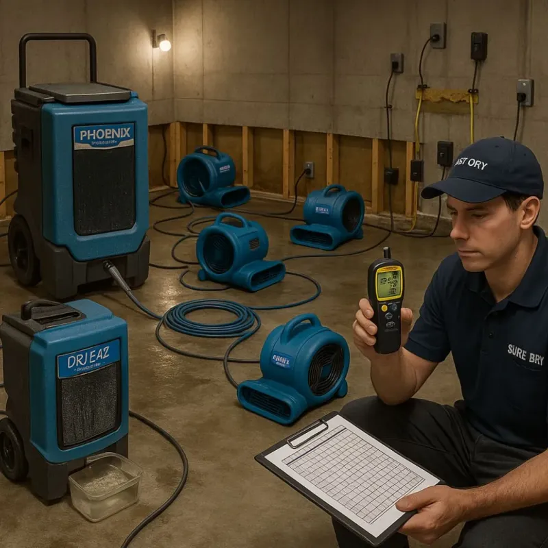 Structural Drying and Dehumidification process in Horace, ND